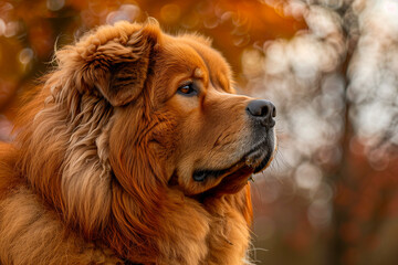 Tibetan Mastiff, close up, autumn time
