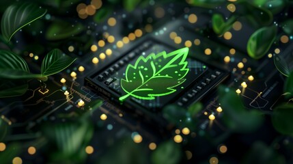 Grüne Technologie: Digital Leaf Schaltkreis Konzept