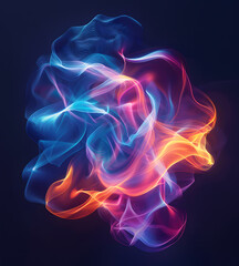 Obraz premium Water is represented by a blue and orange gas swirl on a dark background. The symmetry and pattern create a mesmerizing art piece with hints of purple and magenta