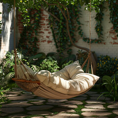 Ultra detailed 3D render of a hammock chair