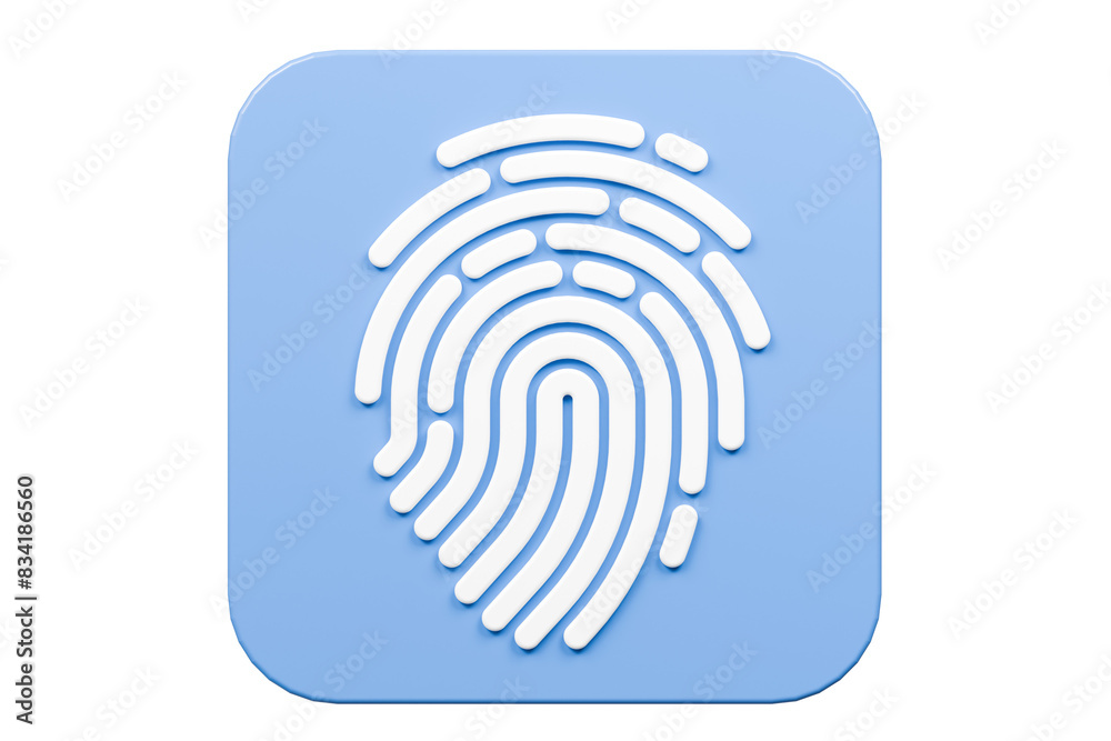 Poster 3d protection fingerprint icon. biometric verification. touch id fingerprint. minimal fingerprint sc