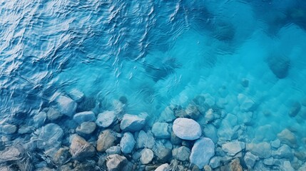Crystal Clear Waters with Rocky Shoreline Creating a Tranquil Scenic View