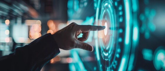 A closeup of a businessman pointing at a lessons learned icon