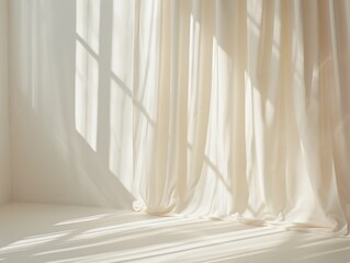 A room with a white curtain and a window, suitable for interior design or decoration images