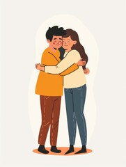 Fototapeta premium A man and a woman share a warm hug