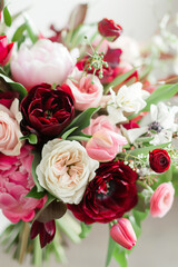 Fototapeta premium Beautiful bouquet of white, purple and pink flowers