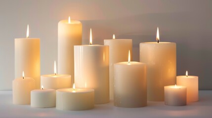 lit candle kit on white background