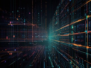 Fototapeta premium Futuristic background : digital network connection for data script based technological processes, Health Informatics, artificial intelligence, data transfer and encryption, etc.
