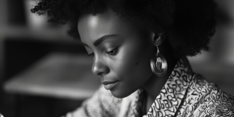 A woman sitting at a table using her cell phone, possibly checking messages or making a call