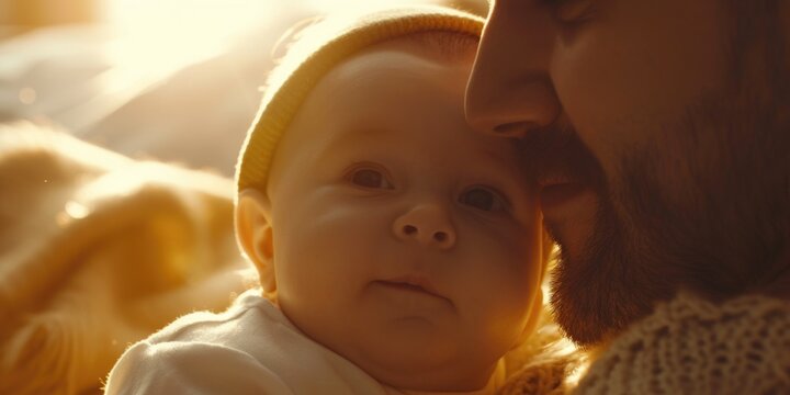 A close-up shot of a person cradling a newborn baby, conveying love and care