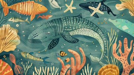 A charming seathemed greeting card made from recycled paper and featuring a handdrawn illustration.
