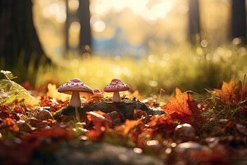 autumn leaves in the forest, generative ai