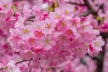 Fototapeta premium A close-up shot of pink flowers on a tree branch