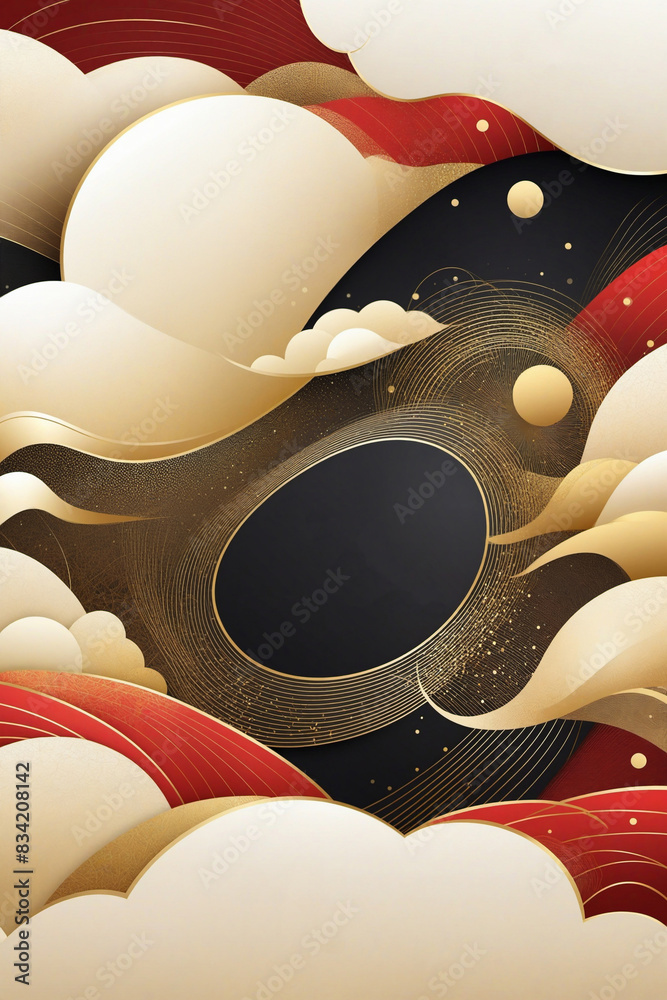 Poster background with circles and stripes