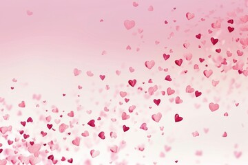A collection of pink hearts suspended in mid-air