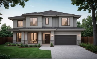 A Contemporary Dwelling with Stylish Architecture, Beautiful Exterior Design, and a Serene Garden Setting. Perfect Family Home in a Residential Neighborhood, Featuring Thoughtful Construction	