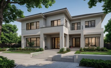 A Contemporary Dwelling with Stylish Architecture, Beautiful Exterior Design, and a Serene Garden Setting. Perfect Family Home in a Residential Neighborhood, Featuring Thoughtful Construction	