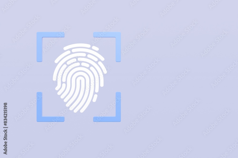 Poster 3d protection scan fingerprint icon. biometric verification. touch id fingerprint. minimal fingerpri