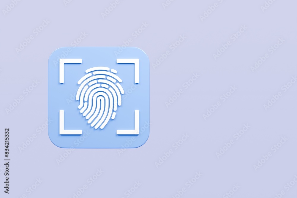 Poster 3d protection scan fingerprint icon. biometric verification. touch id fingerprint. minimal fingerpri