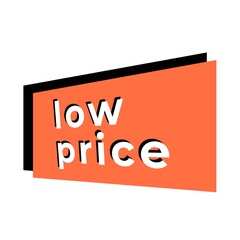 Fototapeta premium Low Price Written in Flat Colours with 3D Style Shadow. Brown shape. 