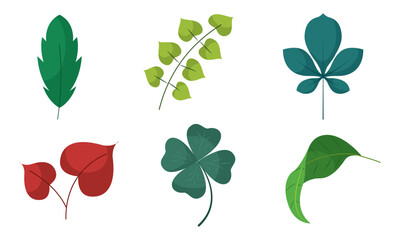 Colored leaves Icons set Vector