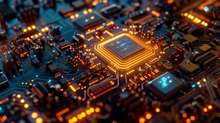 Cutting-Edge Quantum Computer Circuitry: Intricate Technology Displayed in Vibrant Detail