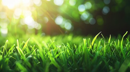 Obraz premium Blurred green grass in park is an abstract background