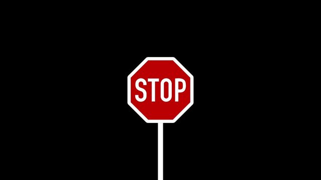 Motion graphic stop icon on black screen. Perfect for clip video elements.