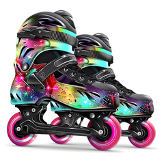 Rollerblades isolated white background