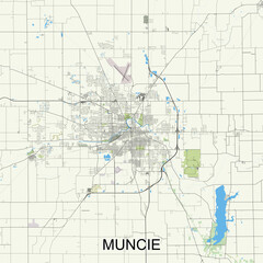 Muncie, Indiana, United States map poster art