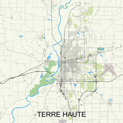 Terre Haute, Indiana, United States map poster art