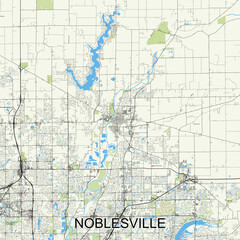 Noblesville, Indiana, United States map poster art