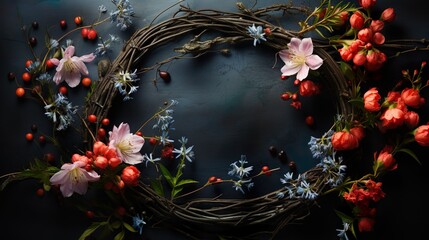 Spring Serenity: Rustic Floral Wreath in Vintage Charm