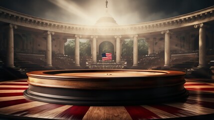 Happy presidents day background USA presidential podium and stage