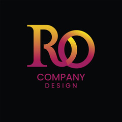 Abstract symbol of the letters R + O with a black gradient background