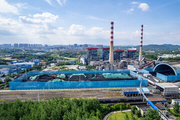 Thermal power plant chimney industrial building