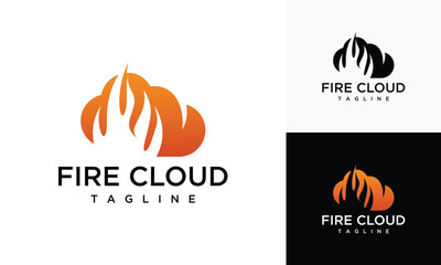 Fire cloud logo design template. Cloud and fire logo design inspiration