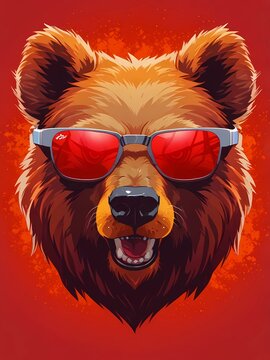 Grizzly bear wear sunglasses, suitable for mascott