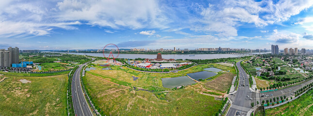 Aerial panorama of Xiangtan city, China
