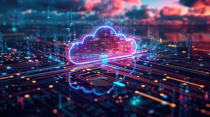 Fototapeta premium Cloud computing technology and internet of Things concept, big data and connection technology. 