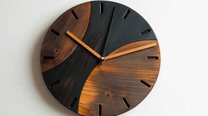 A stunning wooden clock in black and brown
