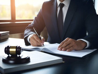 Concepts of Law and Legal services, Business person and lawyers discussing contract papers in office. Law, legal services, advice, Justice concept. attorney and legal law support