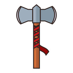 Colored axe medieval weapon icon Vector
