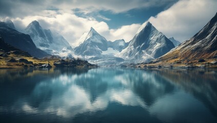 Fototapeta premium Mountains in Bloom Colorful Swiss Peaks and Reflections