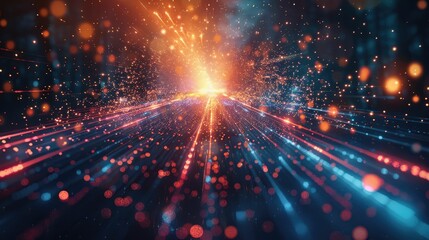 Fototapeta premium Dynamic display of sparks and glowing particles