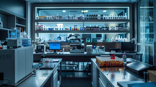 Forensic science techniques : A high tech forensic lab with cutting edge tools analyzing crime scene evidence