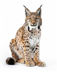 Obraz premium the Lynx iberia white copy space on right Isolated on white background