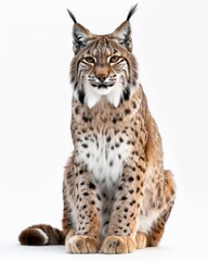 Fototapeta premium the Lynx lynx white copy space on right Isolated on white background
