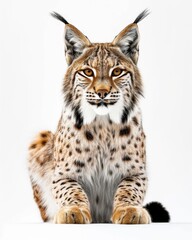 Obraz premium the Lynx lynx white copy space on right Isolated on white background