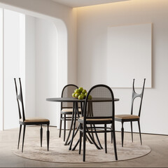 Interior Dining Room Frame & Wall Mockup - 3d rendering, 3d illustration